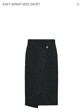 Zara Gray Knit Wrap Midi Skirt Size S